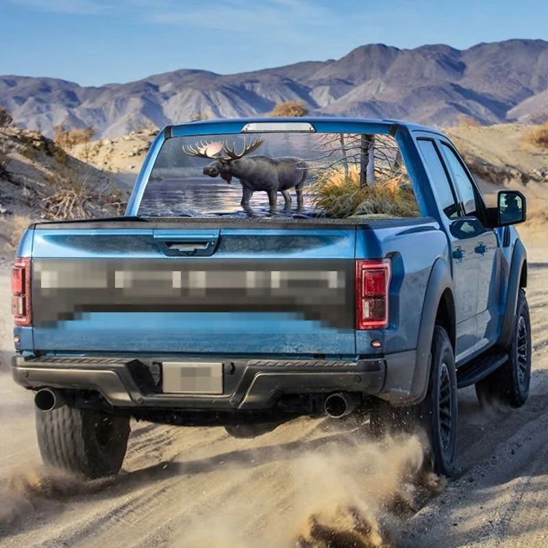 Автомобильная наклейка с лосями на заднее окно графическая для грузовика