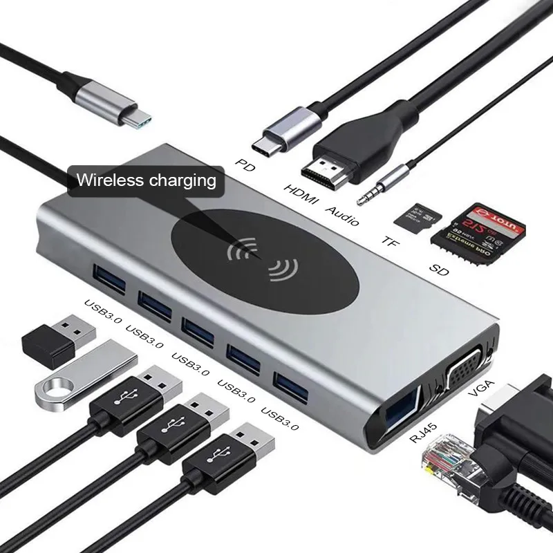 

Док-станция 13 в 1 с USB Type-C на HDMI, разъём 3,5 мм