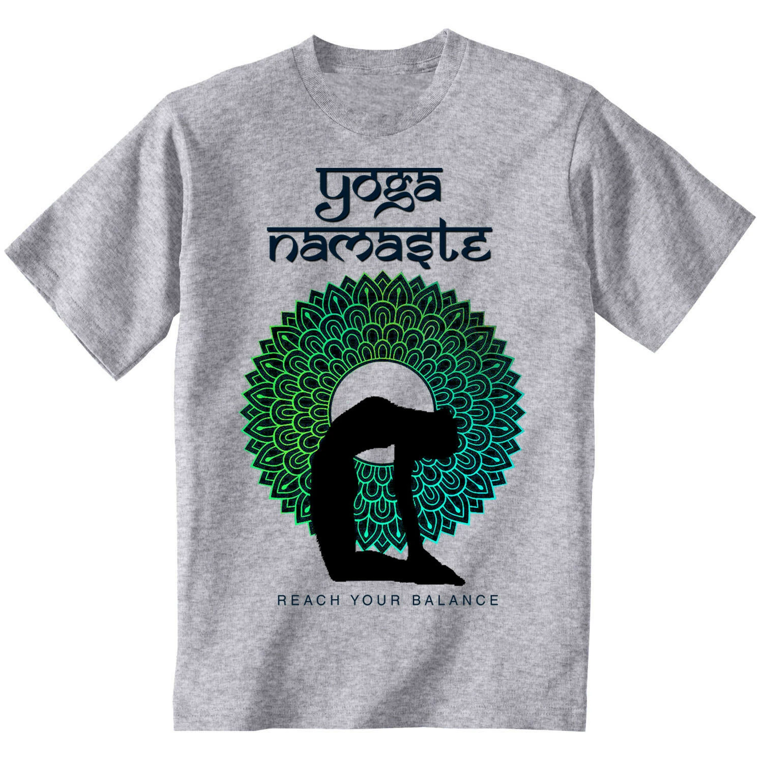 

Yogar Namaste Reach Your Blance Mens Casual Short Sleeve Tshirts Grey Tees
