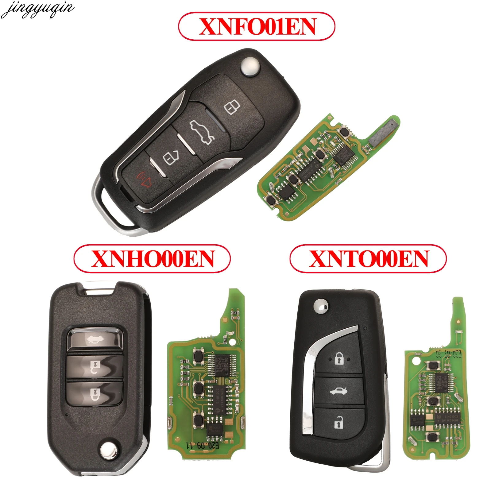 

Jingyuqin Remote Control Flip Car Key For Xhorse VVDI/VVDI 2 Part Number XNFO01EN/XNHO00EN/XNTO00EN 3 Buttons Wireless Fob