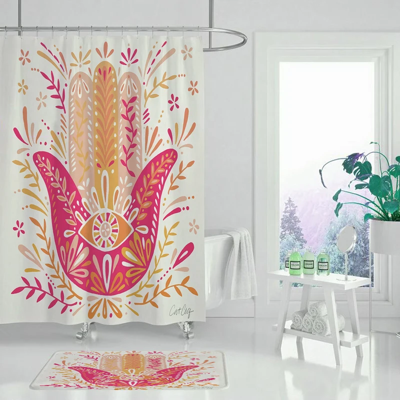 Занавеска для душа из полиэстера с принтом в виде тропических растений | Дом и сад