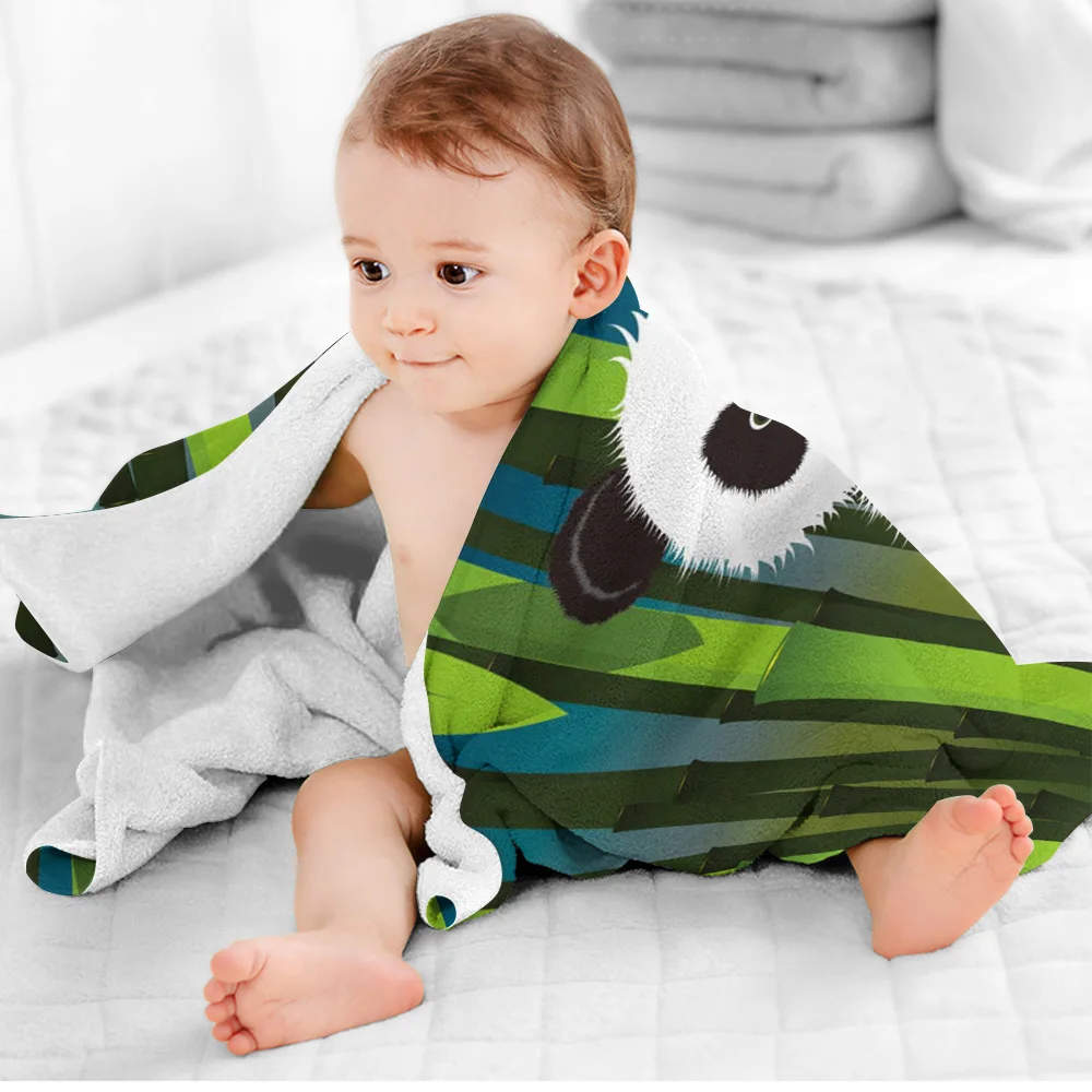 Милое зеленое бамбуковое банное полотенце с изображением животных панды пляжное