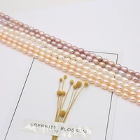 36cm fine 100 natural freshwater rice shape purple orange pearl beads for women jewelry making bracelet necklace size 5 6mm