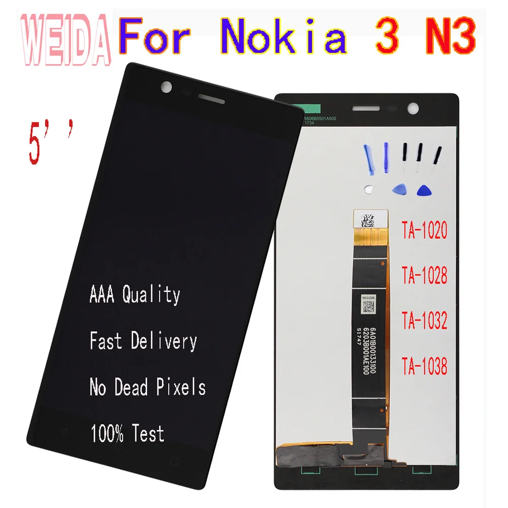 

WEIDA 5For Nokia 3 N3 TA-1020 TA-1028 TA-1032 TA-1038 LCD Display Touch Screen Digitizer Assembly with Tool
