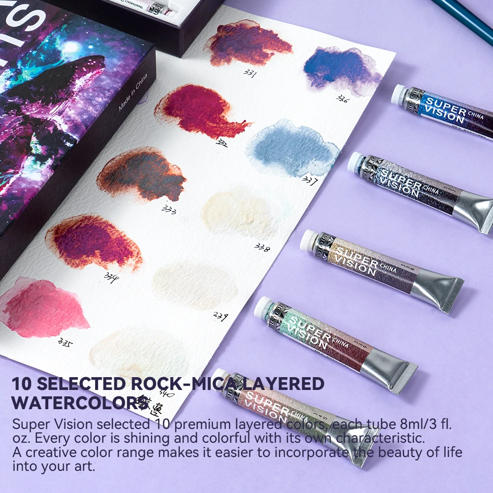 Najtaniej Super Vision Chameleon Rock-Mica Warstwowa Akwarela 10 Kolorów Perłowych 8ML Tuba Z Przenośnym I Delikatnym Zestaw Pudełek D