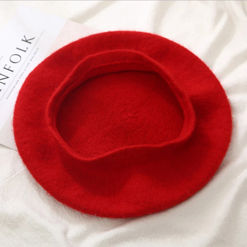 Однотонный женский шерстяной берет 21 цвет модная и элегантная шапка во