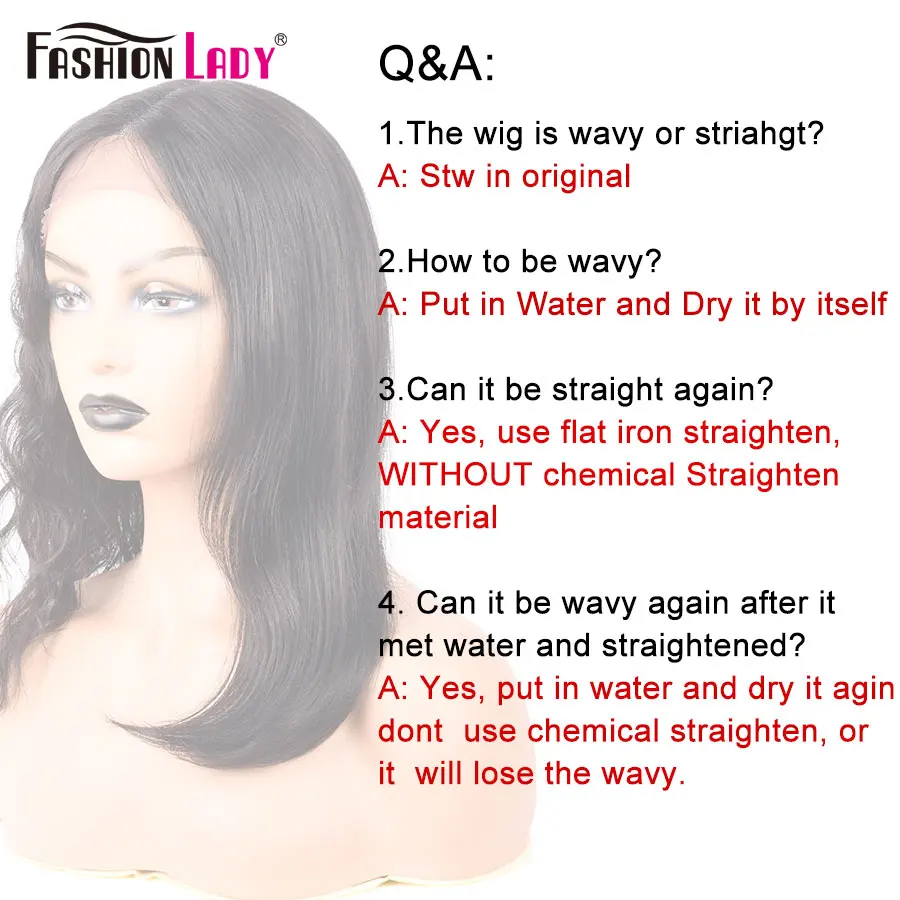 

Fashion Lady New Coming Real Wet And Wavy Wig 16inch Straight Lace Part Human Hair Wig After Meet Water Coming Wavy Wig