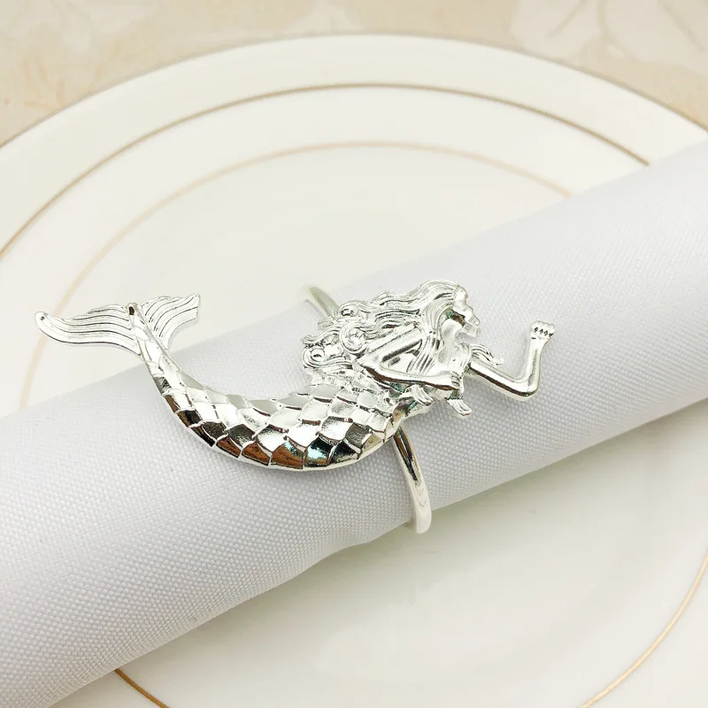 12 шт отель банкет Русалка салфетка пряжка морской Ресторан кольцо для салфетки в