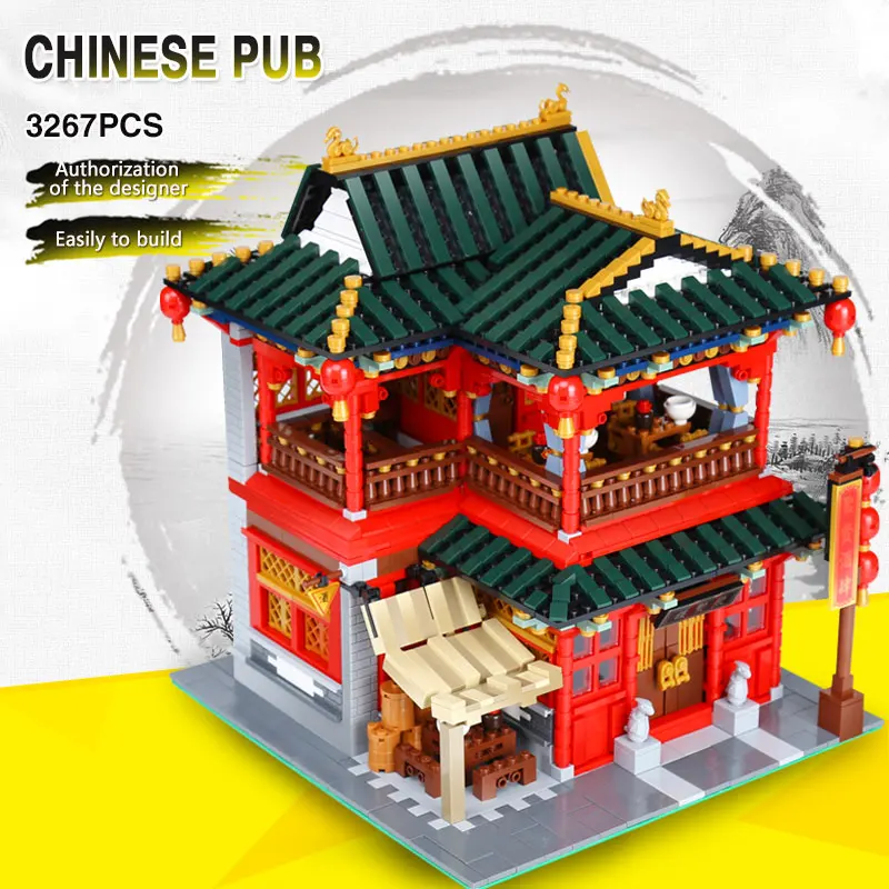 DHL XB01002 китайские уличные игрушки MOC красивый набор таверны сборные строительные