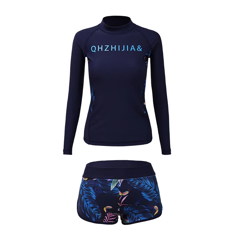 

Swimsuit Woman Surfing Long Sleeve Bathing Suit Women Swimwear Windsurf Split Sun Proof Swimming Geometric Polyester