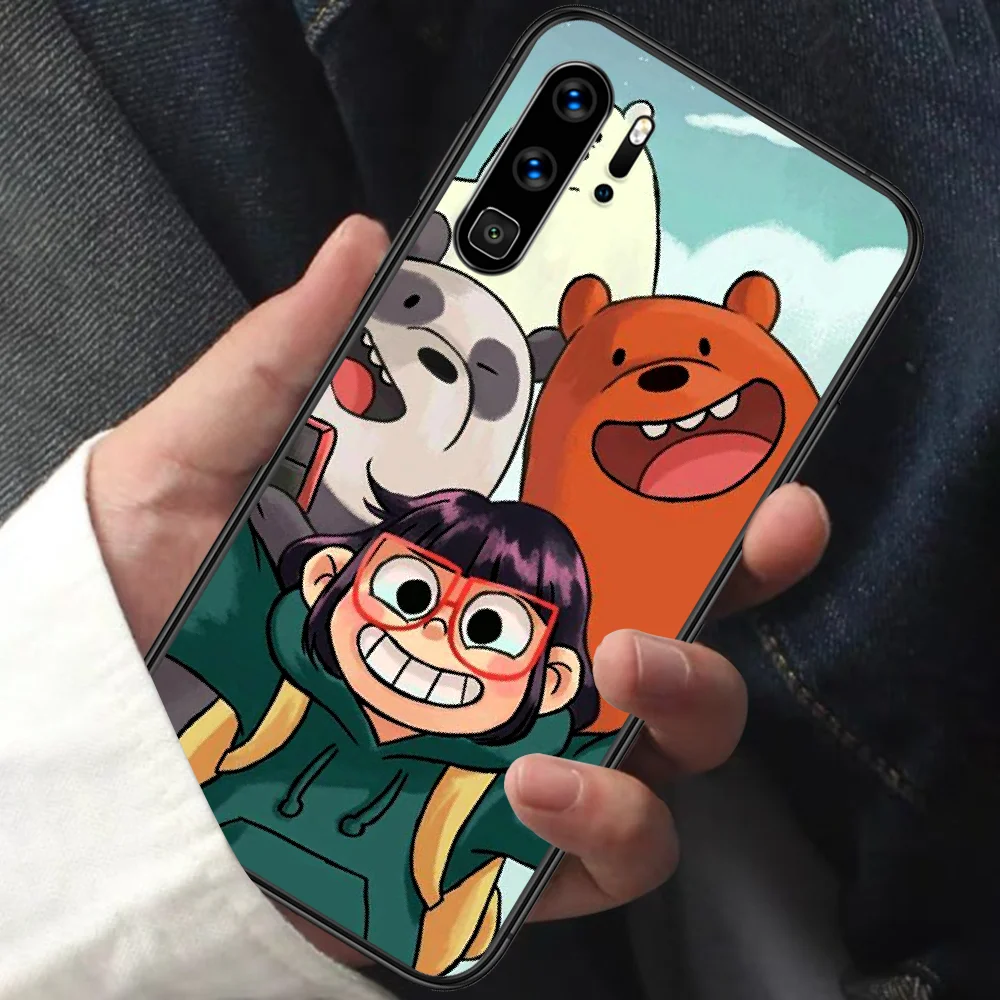 

Cartoon Ice Bare Bears Panda Phone Case For HUAWEI P 9 10 20 30 40 Lite smart Pro Z 2019 Nova 5T 6 7 i black Waterproof Painting