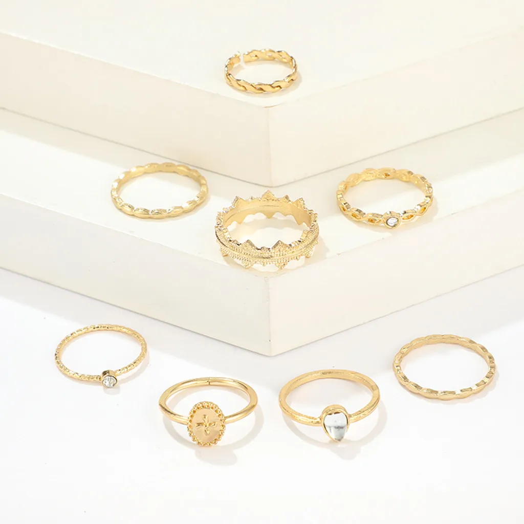 8 шт./компл. женское богемное винтажное серебряное кольцо набор синих колец Набор