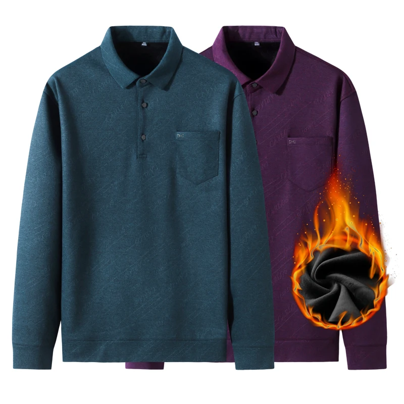 

Large size 6XL 7XL 8XL Men's winter plush polo shirt Business casual thick warm men's polo shirt