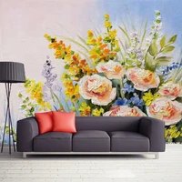 Custom Any Size Mural Wallpaper 3D Retro Oil Painting Flowers Photo Wall Paper Living Room Bedroom European Style 3 D Home Decor