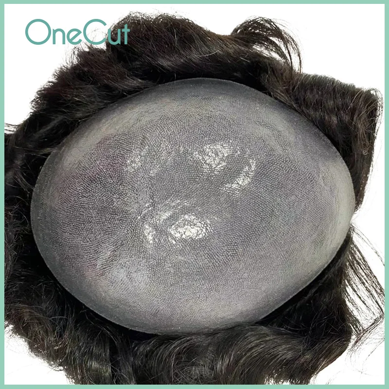 PU Base Men Toupee Super Thin Skin Male Wigs Natural Remy Hair Fleeciness Realistic Black Simulate Hairpiece Replacement System