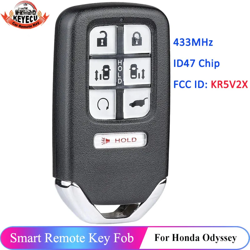 

KEYECU 6 + 1 7 кнопочный чип 433 МГц ID47 FCC: KR5V2X дистанционный смарт ключ-брелок для Honda Odyssey 2018 2019 72147-THR-A31 72147-THR-A21