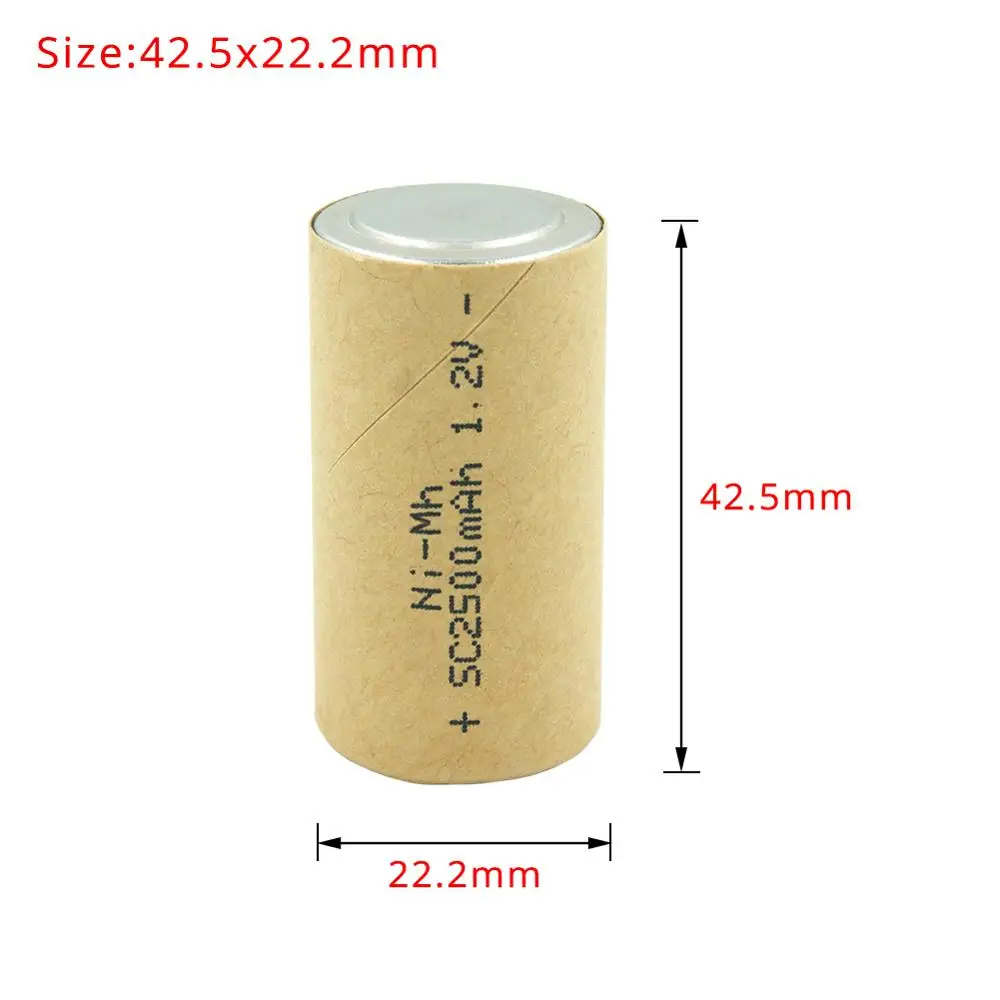 

Power Tools Battery Ni-MH Rechargeable Battery SC 1.2V 2500mAh nimh Batteries for Flashlight Solar Lights Electronic Toys lamp