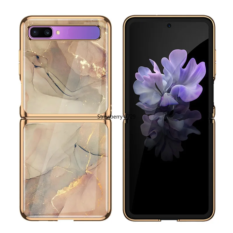 luxury plating tempered glass for samsung galaxy z flip 5g case shockproof protector for samsung z flip 5g z mobile phone case free global shipping