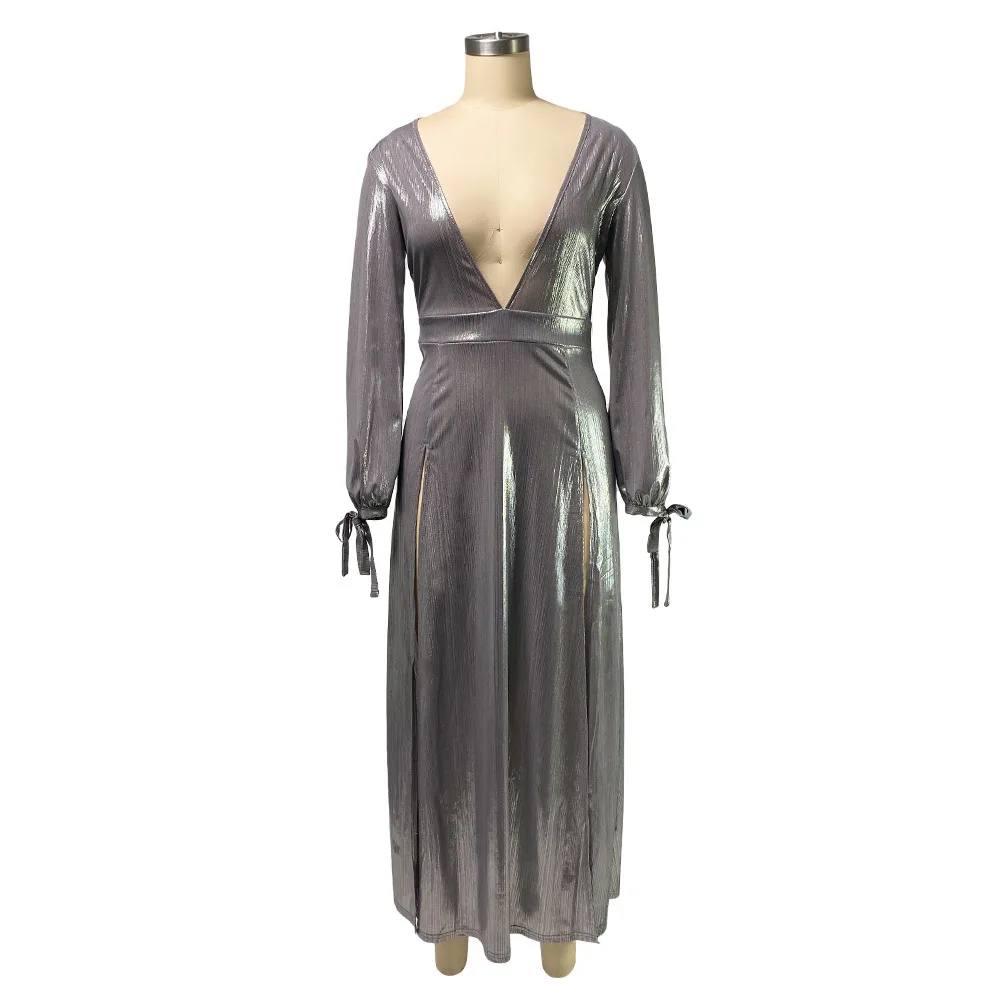 Женское платье туника с длинным рукавом глубоким треугольным вырезом