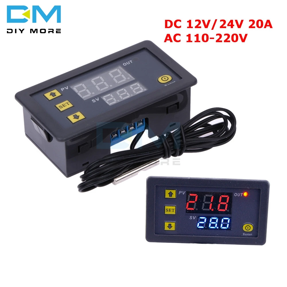 W3230 светодиодный цифровой термостат регулятор температуры DC 12V/24V AC 110V 220V 20A