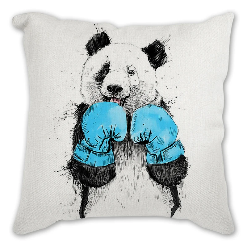 

1Pcs Panda Pattern 45*45cm Polyester Cushion Cover Decorative Sofa Home Car Decor Pillowcover Cotton Linen pillow covers Throw