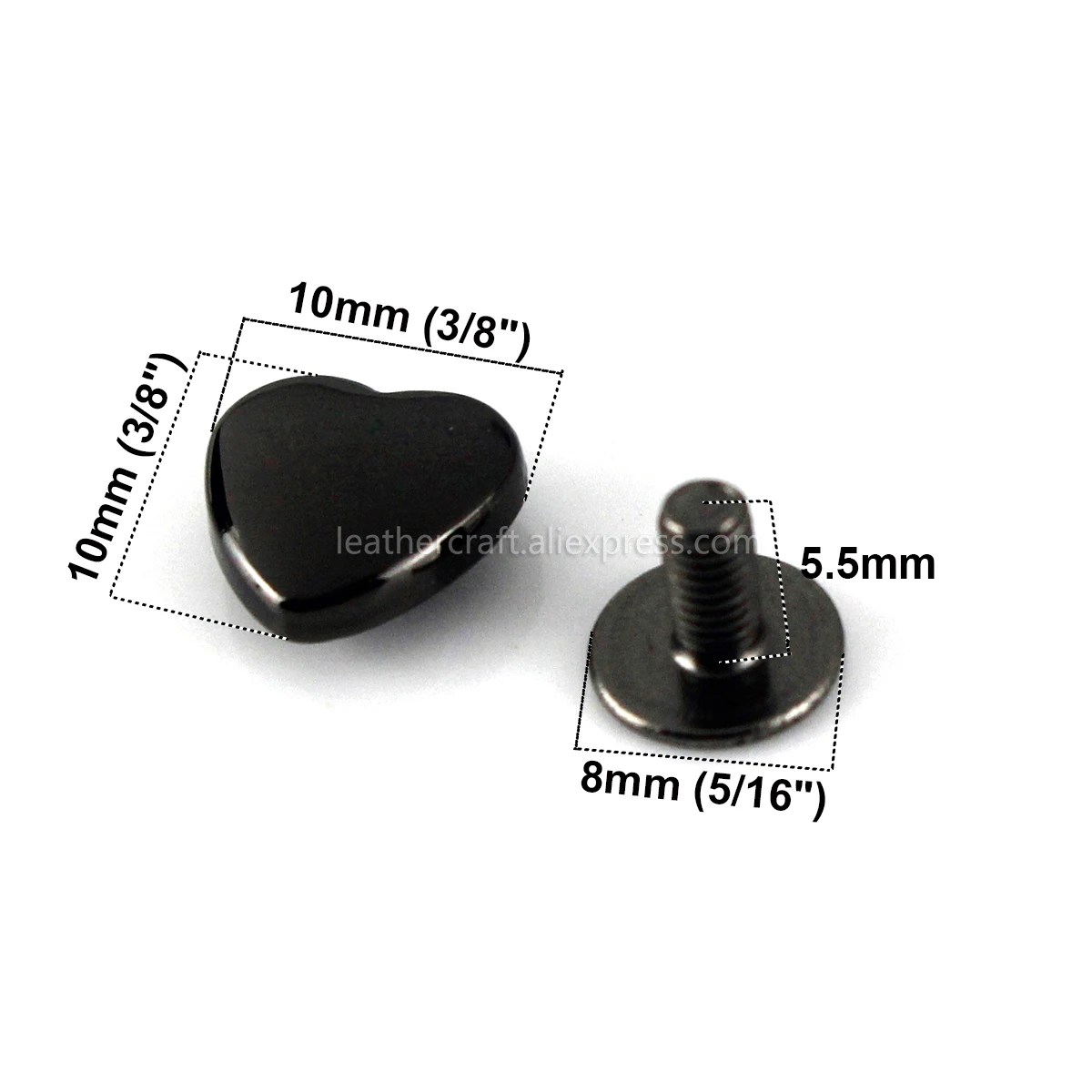 10 шт. металлические заклепки в форме сердца для кожаных ногтей одежды