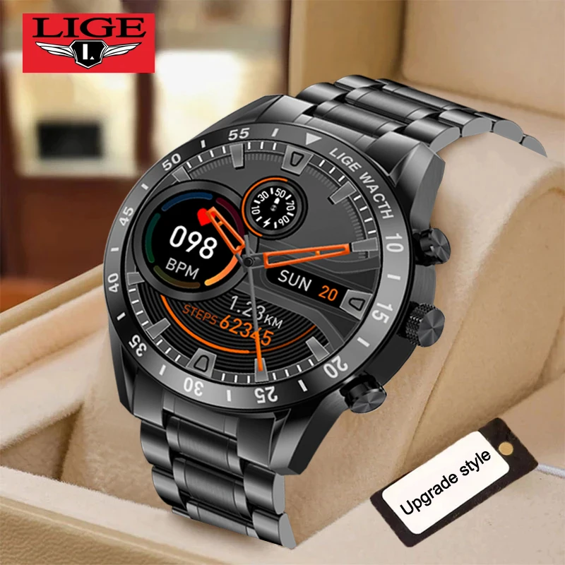 

Смарт-часы LIGE мужские водонепроницаемые с пульсометром и поддержкой Bluetooth