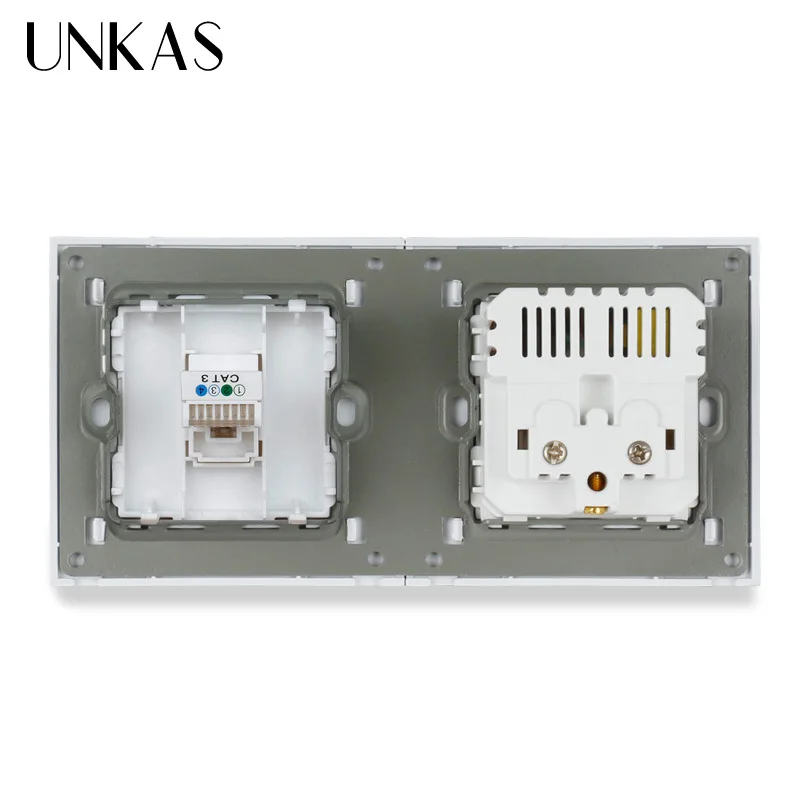 Французская стандартная электрическая розетка UNKAS с 2 USB-портами для зарядки + 1