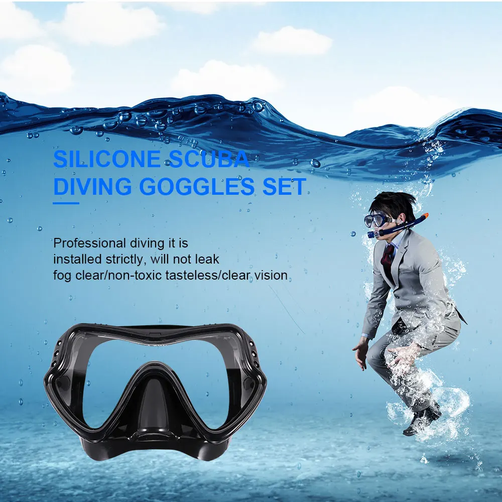 

Professional Scuba Diving Mask Silicone Mask Snorkel Anti-Fog Diving Mask Snorkel Full Dry Tube Underwater Swim Equipment