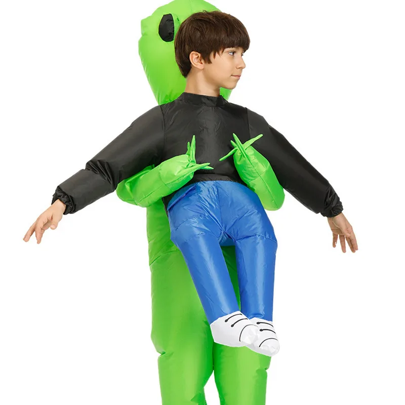 

Green Alien Carrying Human Costume Inflatable Funny Blow Up Suit Cosplay for Party Halloween TT-best