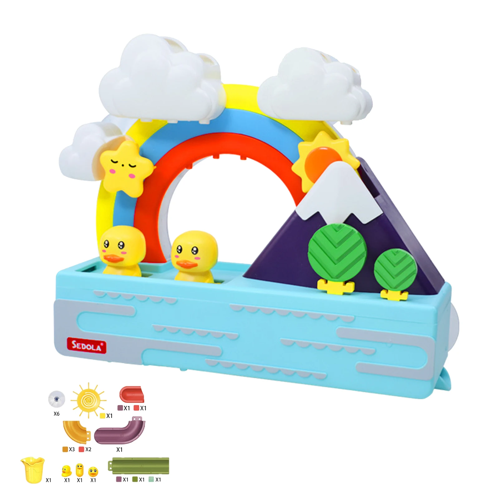 

Kids Rainbow Floating Duck Toys Fill Spining Flow for Toddlers 1-3 Waterfall