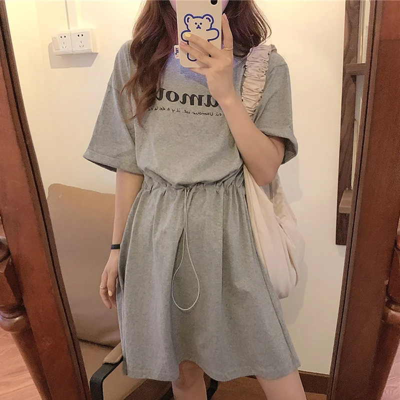 

Новинка лета 2020, женское платье, дизайнерская элегантная повседневная облегающая юбка-футболка средней длины с кулиской на талии