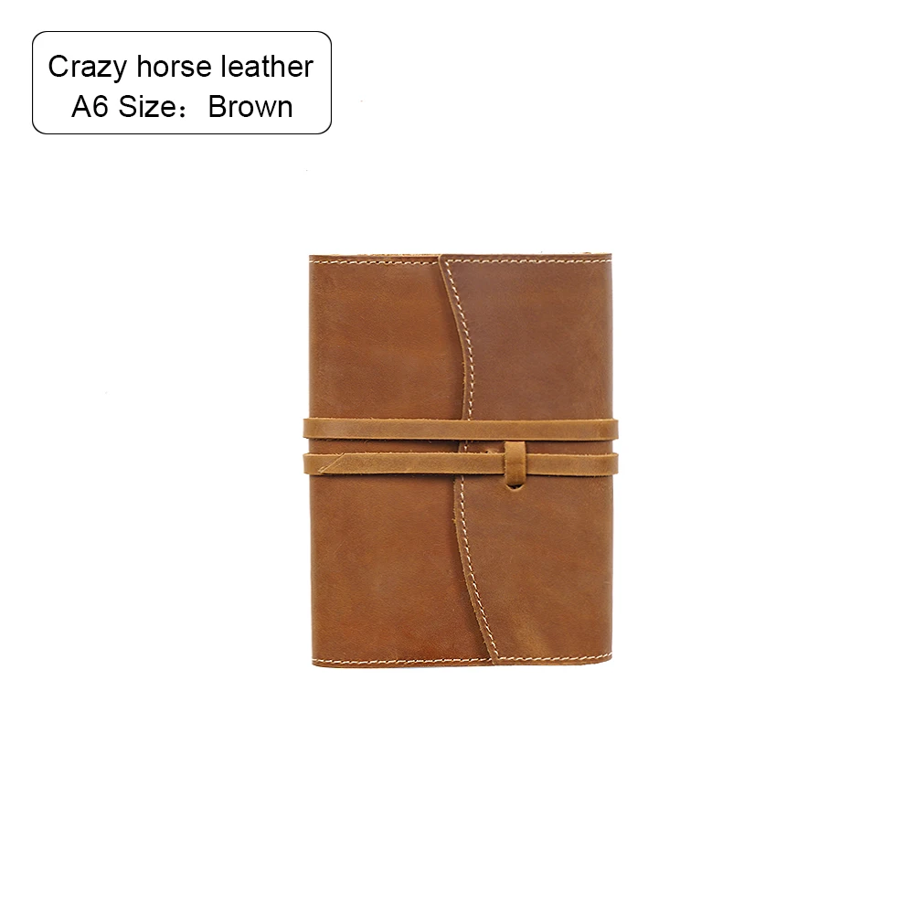 Brown A6 Натуральная кожа блокнот планировщик обложка книги А5 А6 для MD дневник Bullet Journal Рисование Sketchbook - Цвет: Brown A6