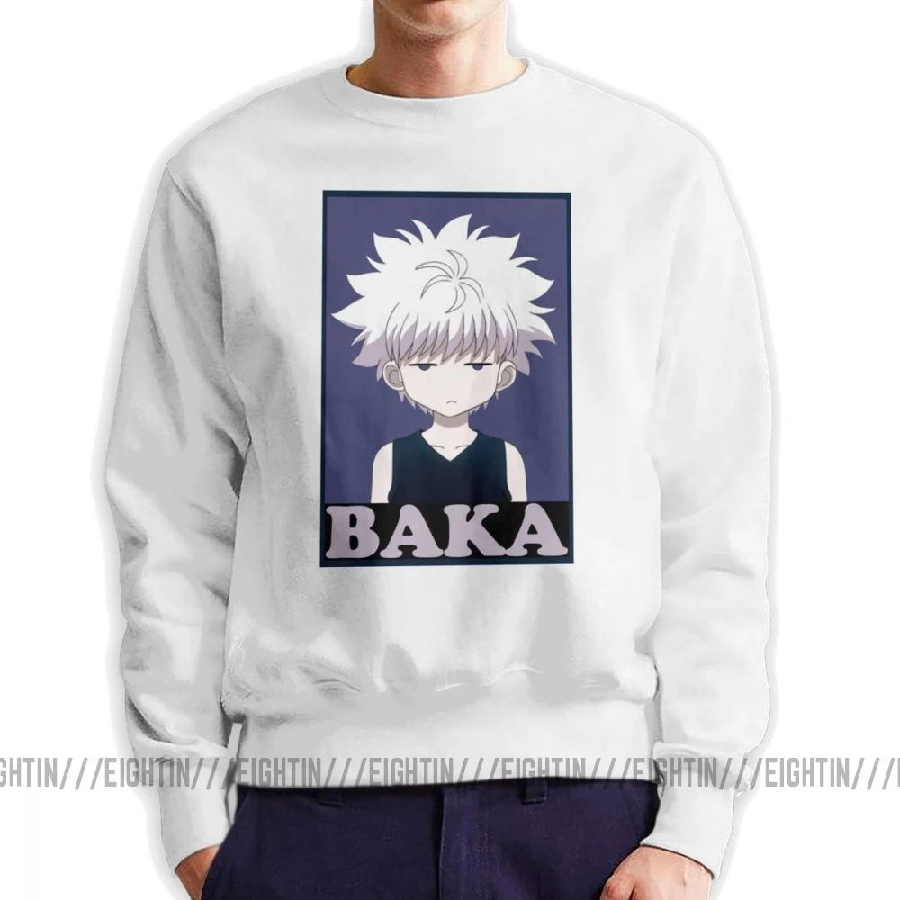Hunter X Hunter Killua Zoldyck Baka/Мужская толстовка в винтажном стиле из органического хлопка, пуловер с круглым вырезом, осенняя толстовка с капюшоном, одежда - Цвет: Белый
