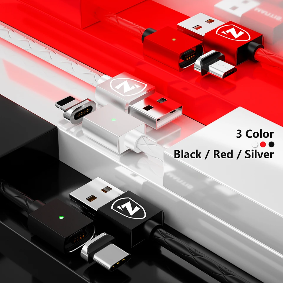 Магнитный адаптер ZRSE 3A для быстрой зарядки USB C для samsung Xiaomi Oppo Redmi Huawe, 1 м, магнитные кабели для мобильных телефонов type C Micro USB