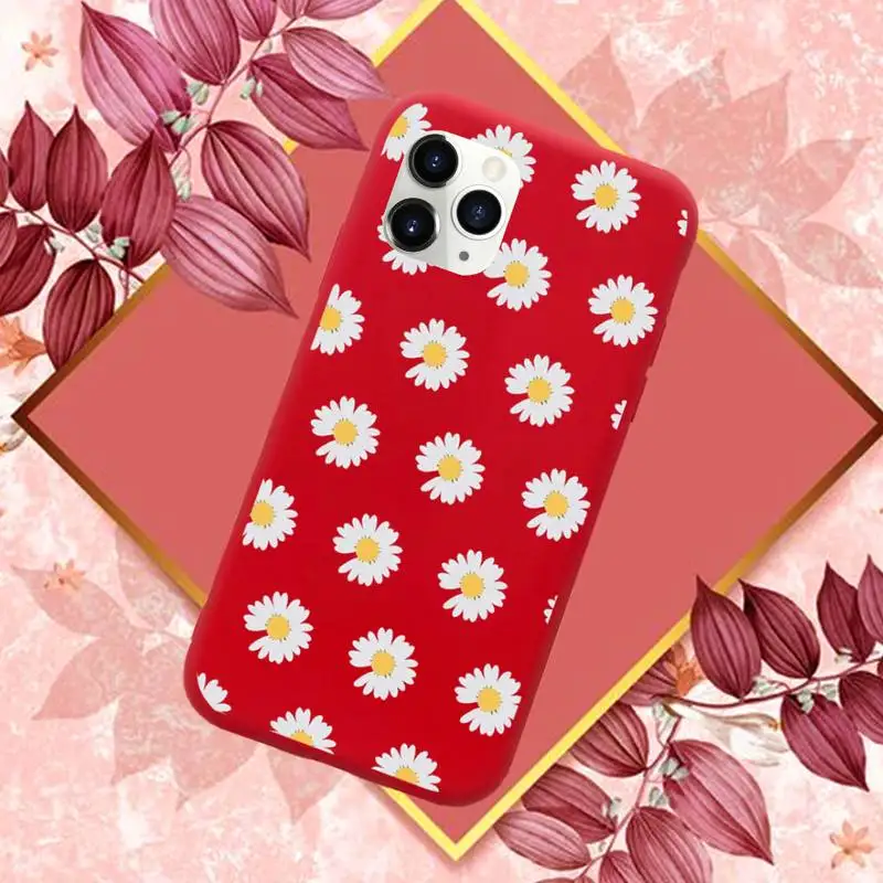 

Sunflower Daisy Phone Case Red Candy Color for iPhone 11 12 mini pro XS MAX 8 7 6 6S Plus X SE 2020 XR