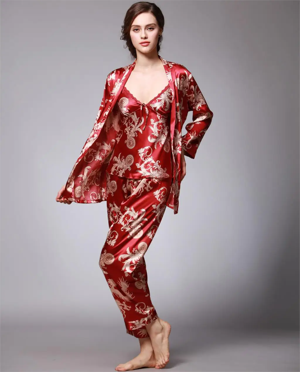 Женская шелковая пижама 2020 женские атласные пижамные комплекты из 3 предметов