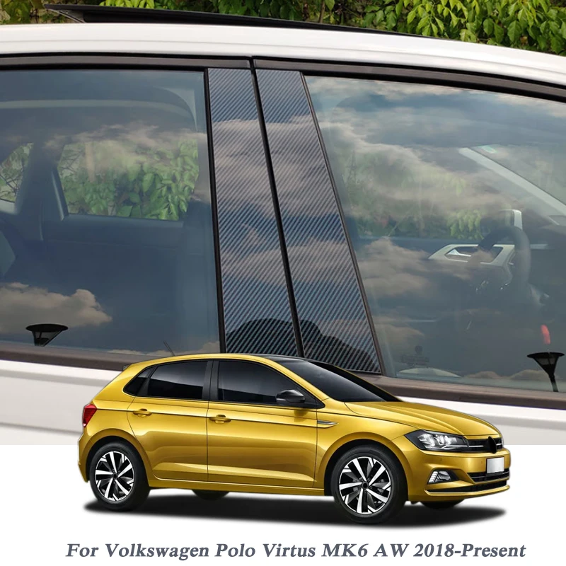Стайлинг автомобиля для Volkswagen Polo Virtus MK6 AW 2018 г. наклейки на окна в центр колонна