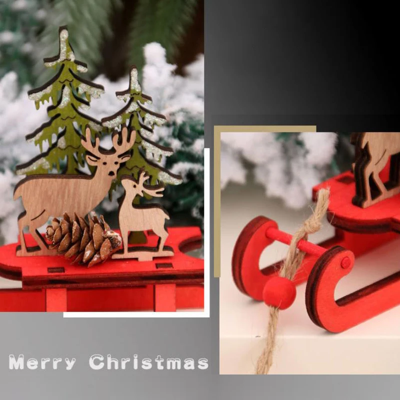 

2021 Christmas Home Assembled Decoration Wooden Puzzle Tree Hanging Pendant Ornament
