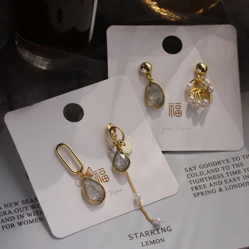 Очаровательные длинные висячие серьги в форме капли воды с кристаллами для