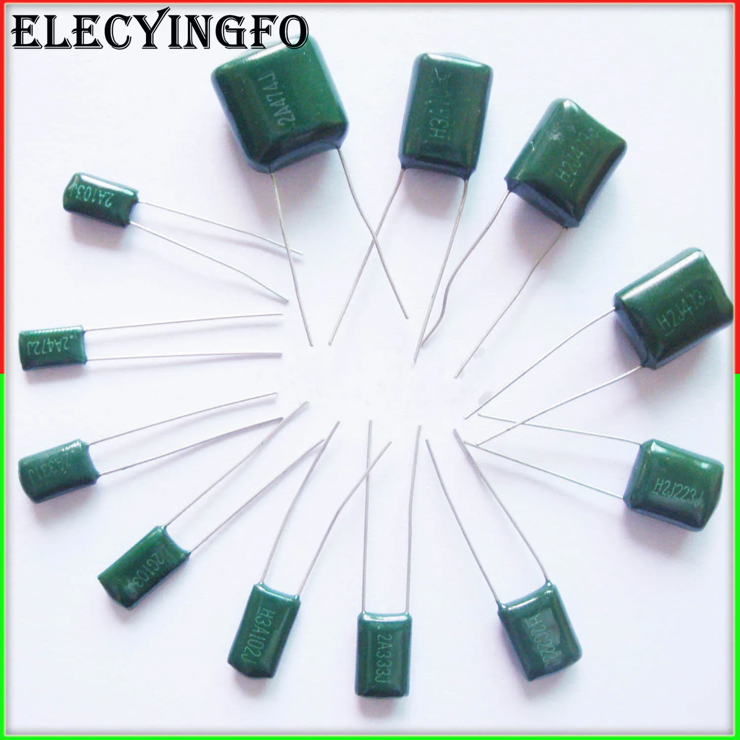 

10pcs Mylar Film Capacitor 100V 2A 220pF~0.47uF 5% (2A221J~2A474J) Polyester Film capacitor