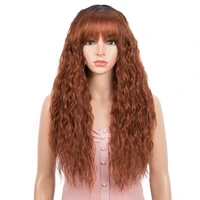 ginger orange colored wigs for women natural curly weave synthetic wig long water wave cosplay wigs with bangs grey woman wigs