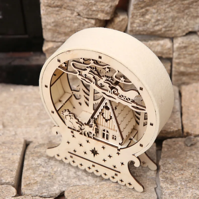 1 шт. мини деревянный дом Рождественская игрушка украшения светящиеся кабины