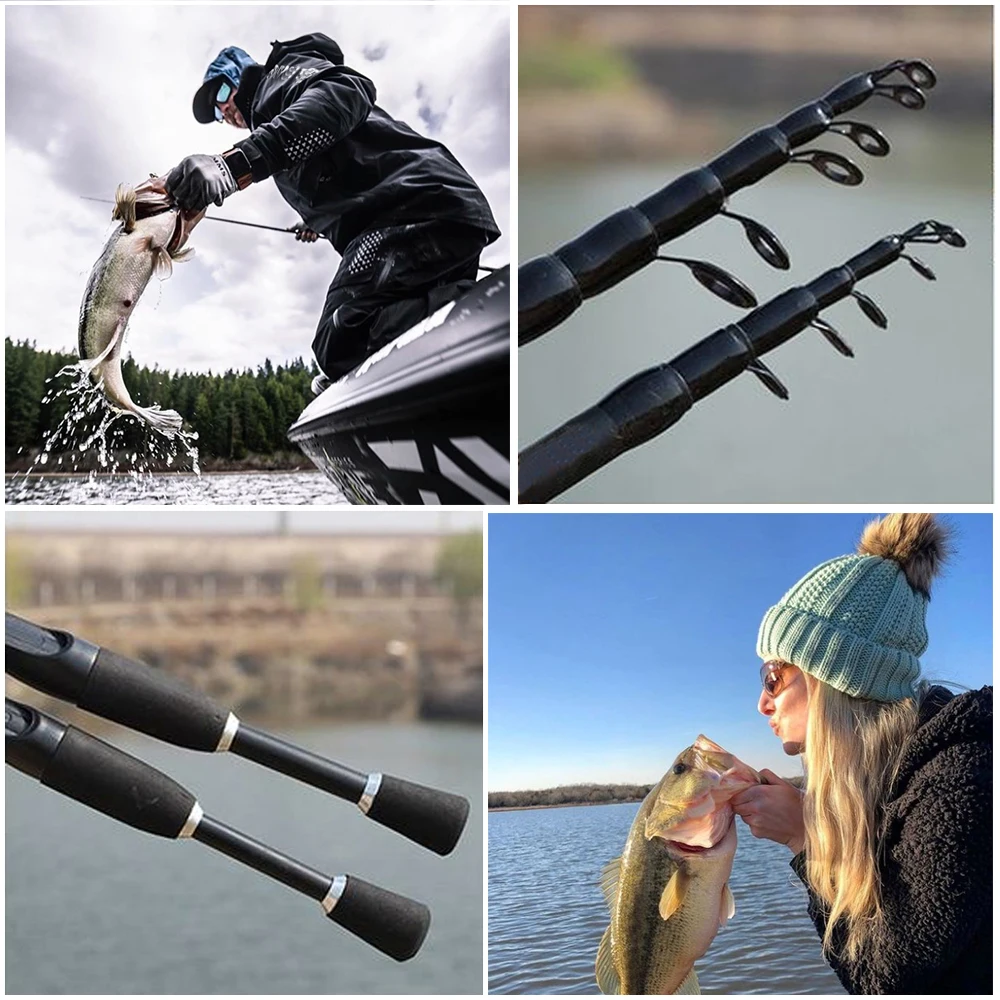 

Ultralight Lure Rod 1.8m-2.4m Telescopic Carbon Fiber Spinning/Casting Fishing Rod Ceramic Guide Ring EVA Handle for Fishing