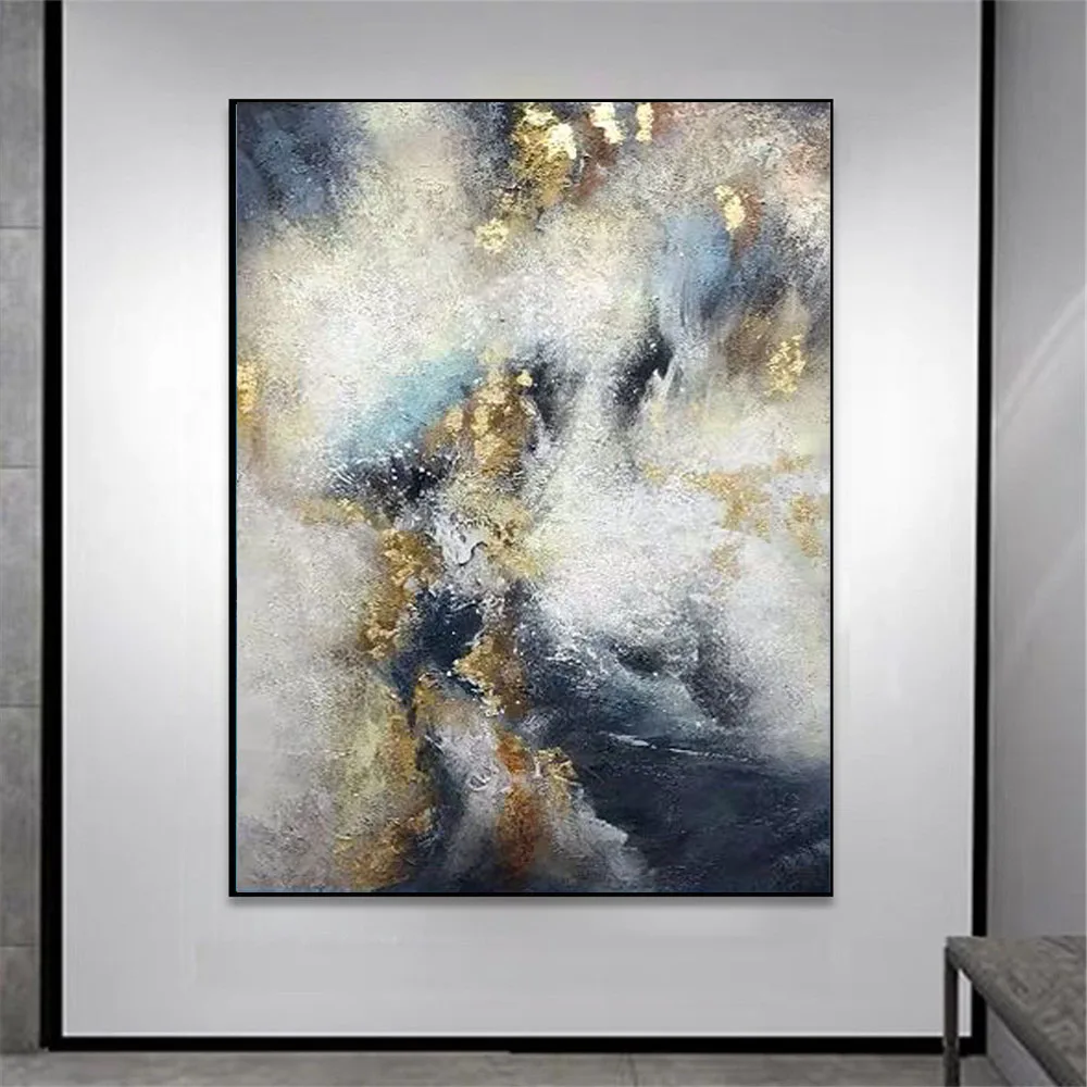 

High quality hand-painted modern oil painting abstract wall art canvas painting living room hotel wall decoration gold foil art
