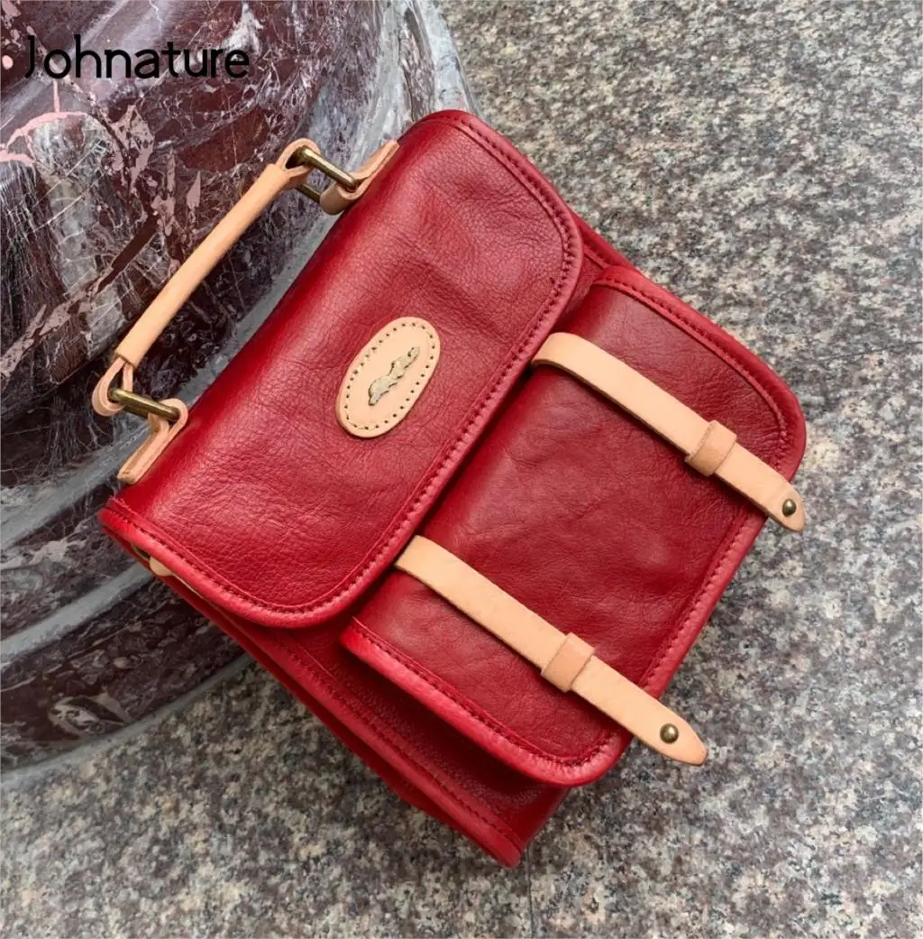 

Johnature Vintage High Quality Cow Leather Small Shoulder Bag Women Backpack 2021 New Handmade Leisure Korean Mini Backpack