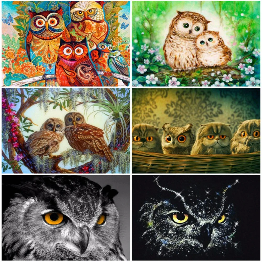 

5D Diamond Embroidery Owl Full Square/Round Diamond Painting Animal Picture of Rhinestone Cross Stitch Mosaic Handmade Hobby
