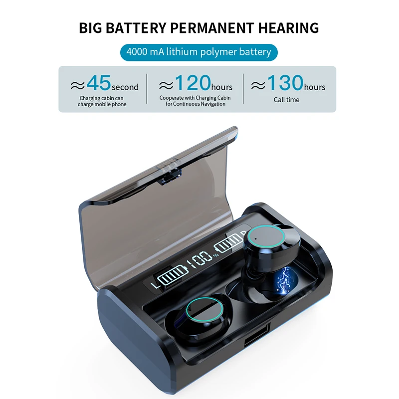 Беспроводные наушники G06 со светодиодным дисплеем Bluetooth 5 0 TWS стерео с