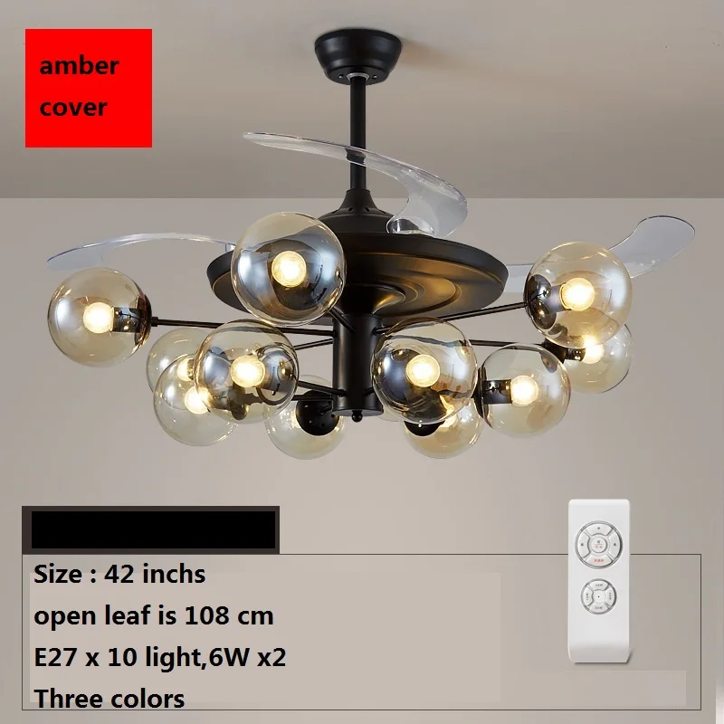 Потолочный вентилятор-светильник для гостиной столовой с дистанционным