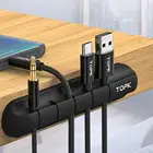 USB устройство для сматывания кабеля Настольный аккуратный кабель TOPK силиконовый клейкий настольный проводной Органайзер зарядный шнур зажим для сматывания кабеля для ключа мыши